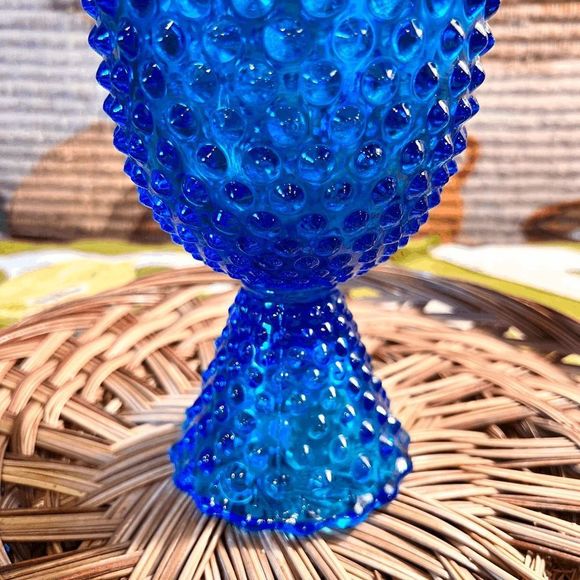 Vintage Fenton Colonial Blue Hobnail Apothecary Jar With Lid 1964 - Picture 2 of 7